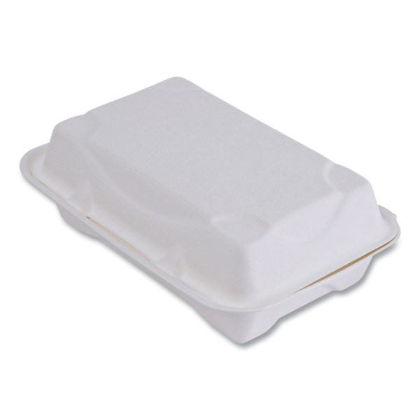 Vanguard Renewable And Compostable Sugarcane Clamshells, 1-Compartment, 9 X 6 X 3, White, 250/carton