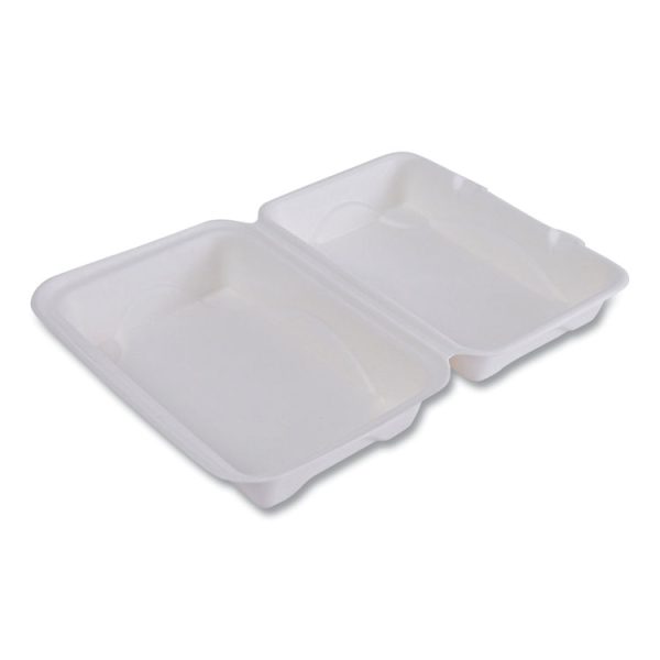 Vanguard Renewable And Compostable Sugarcane Clamshells, 1-Compartment, 9 X 6 X 3, White, 250/carton - Image 3