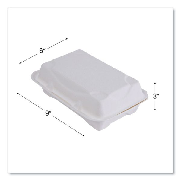 Vanguard Renewable And Compostable Sugarcane Clamshells, 1-Compartment, 9 X 6 X 3, White, 250/carton - Image 4