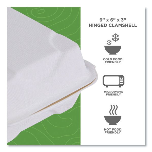 Vanguard Renewable And Compostable Sugarcane Clamshells, 1-Compartment, 9 X 6 X 3, White, 250/carton - Image 5