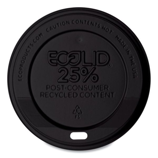 Ecolid 25% Recycled Content Hot Cup Lid, Black, Fits 10 Oz To 20 Oz Cups, 100/pack, 10 Packs/carton - Image 2