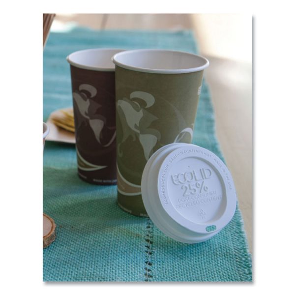 EcoLid 25% Recycled Content Hot Cup Lid, White, Fits 10 oz to 20 oz Cups, 100/Pack, 10 Packs/Carton - Image 3