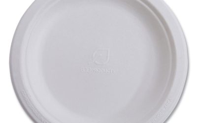 Vanguard Renewable And Compostable Sugarcane Plates, 10″ Dia, White, 500/carton