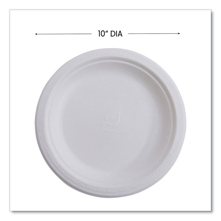 Vanguard Renewable And Compostable Sugarcane Plates, 10" Dia, White, 500/carton - Image 5