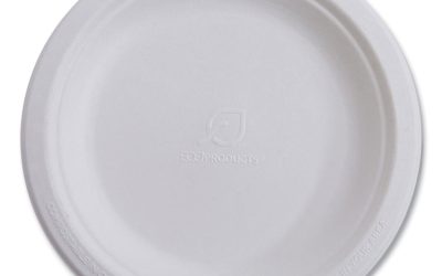 Renewable Sugarcane Plates, 10″ dia, Natural White, 500/Carton