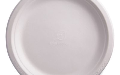 Vanguard Renewable And Compostable Sugarcane Plates, 9″ Dia, White, 500/carton