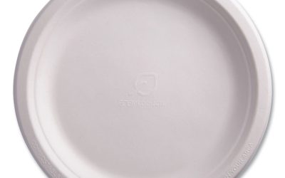 Renewable Sugarcane Plates, 9″ dia, Natural White, 500/Carton