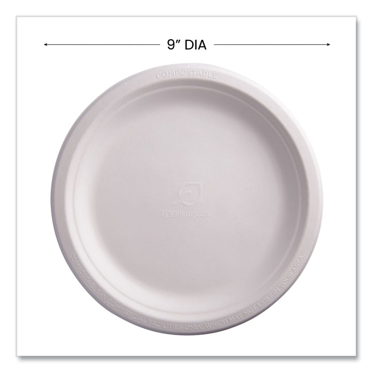 Renewable Sugarcane Plates, 9" dia, Natural White, 500/Carton - Image 3