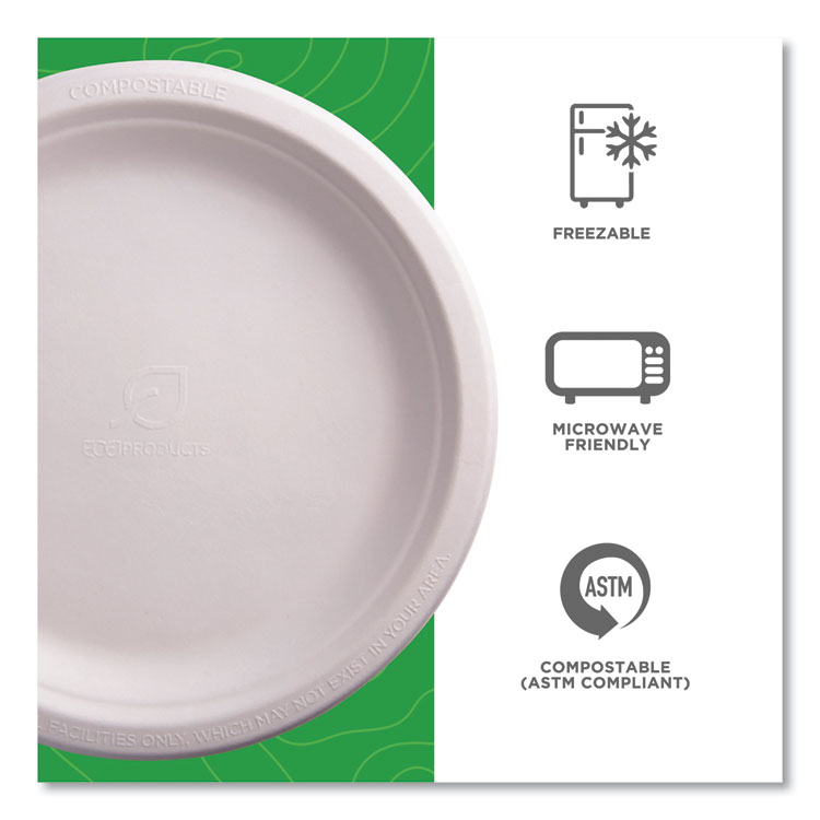 Renewable Sugarcane Plates, 9" dia, Natural White, 500/Carton - Image 6