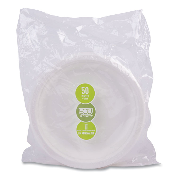 Renewable Sugarcane Plates, 9" dia, Natural White, 500/Carton - Image 7