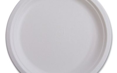 Renewable Sugarcane Plates, 6″ dia, Natural White, 1,000/Carton