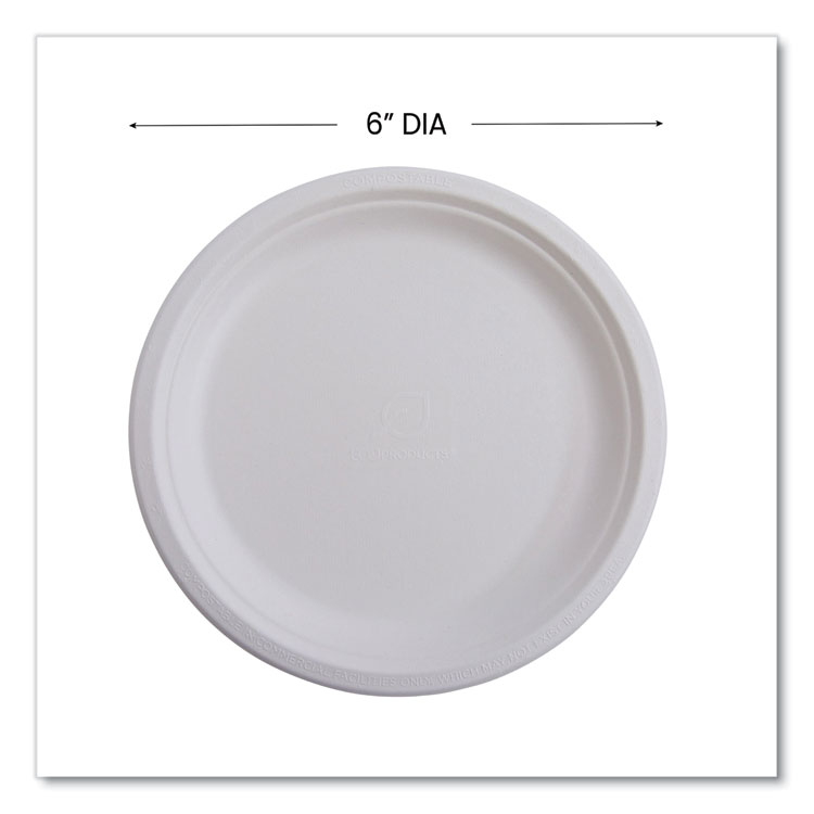 Renewable Sugarcane Plates, 6" dia, Natural White, 1,000/Carton - Image 3