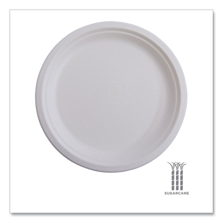 Renewable Sugarcane Plates, 6" dia, Natural White, 1,000/Carton - Image 6