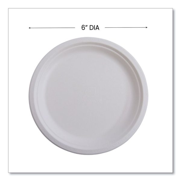 Vanguard Renewable And Compostable Sugarcane Plates, 6" Dia, White, 1,000/carton - Image 3