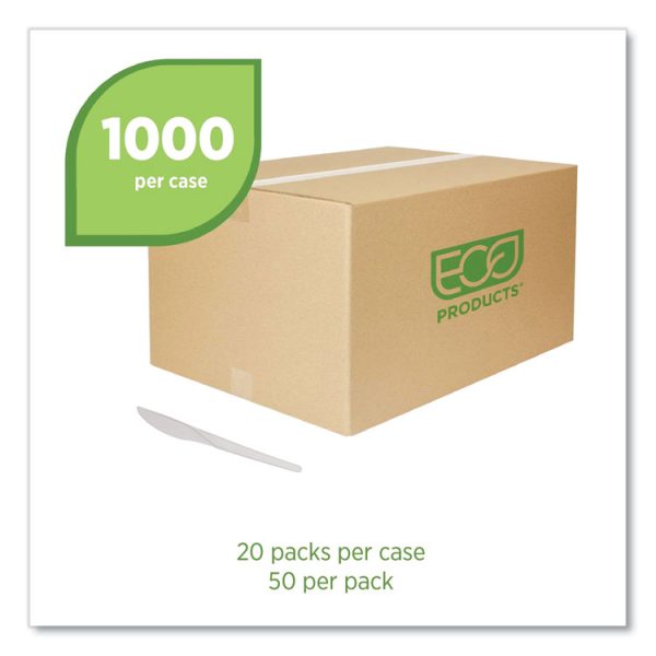 Plantware Compostable Cutlery, Knife, 6", White, 1,000/Carton - Image 2