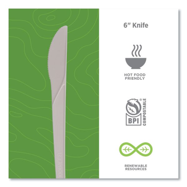 Plantware Compostable Cutlery, Knife, 6", White, 1,000/Carton - Image 3