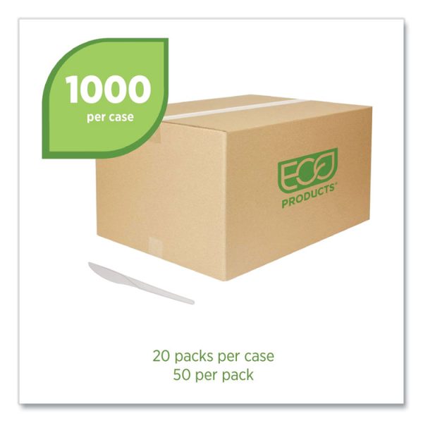 Plantware Compostable Cutlery, Knife, 6", Pearl White, 50/pack, 20 Pack/carton - Image 2