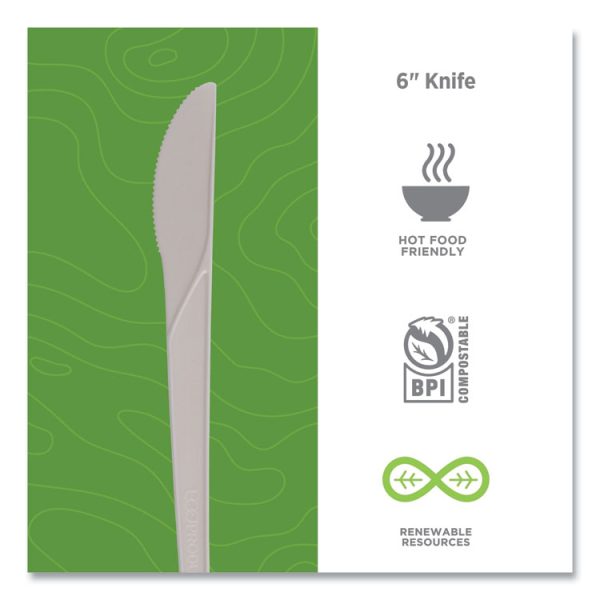 Plantware Compostable Cutlery, Knife, 6", Pearl White, 50/pack, 20 Pack/carton - Image 3