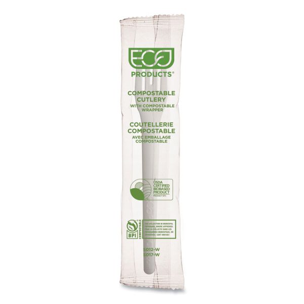 Plantware Compostable Cutlery, Fork, 6", White, 1,000/Carton - Image 2