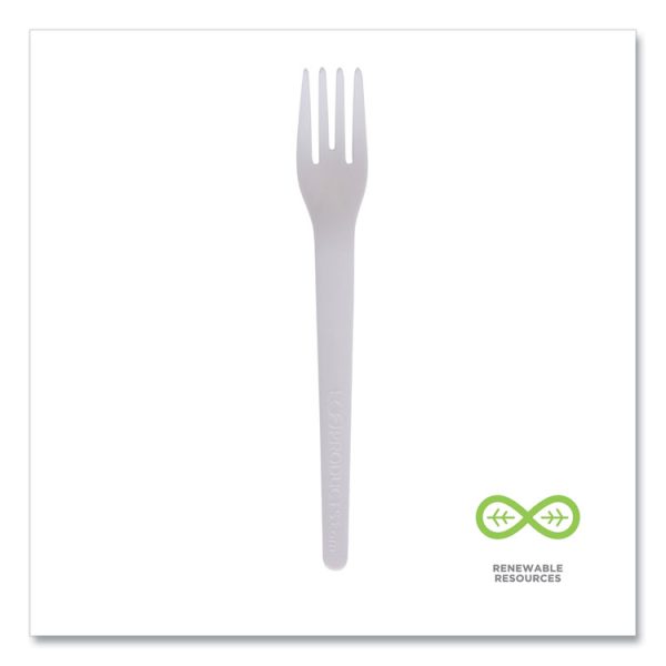 Plantware Compostable Cutlery, Fork, 6", White, 1,000/Carton - Image 4
