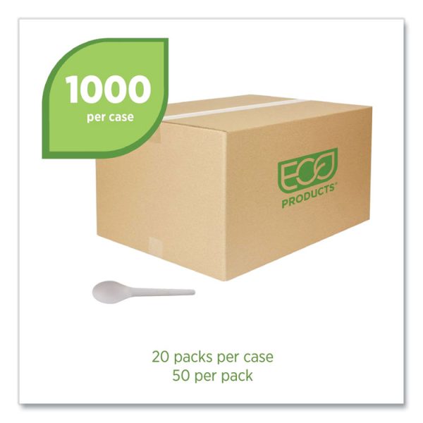 Plantware Compostable Cutlery, Spoon, 6", White, 1,000/Carton - Image 2