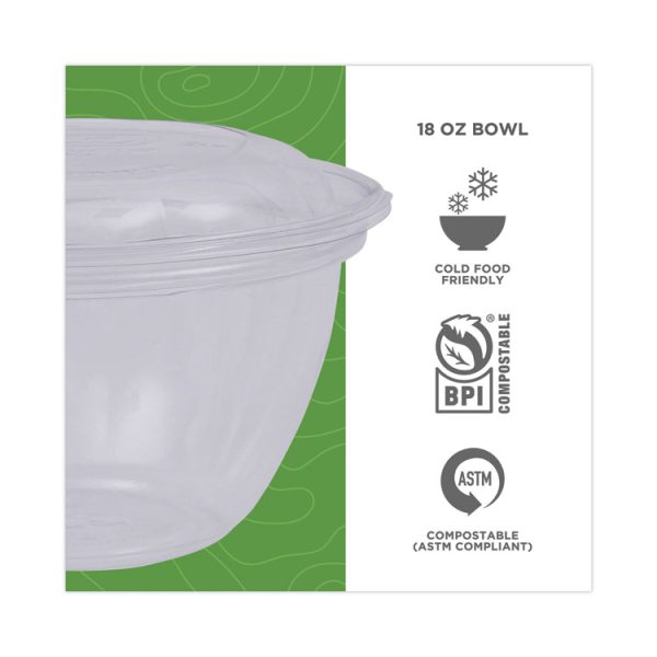 Renewable and Compostable Containers, 18 oz, 5.5" Diameter x 2.3"h, Clear, Plastic, 150/Carton - Image 4