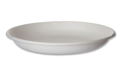 WorldView Renewable Sugarcane Containers, 9″ Diameter x 1.4″h, White, 400/Carton