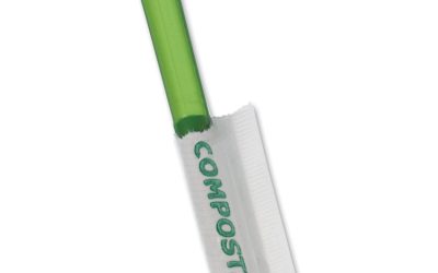 Wrapped Straw, 7.75″, Green, Plastic, 9,600/Carton