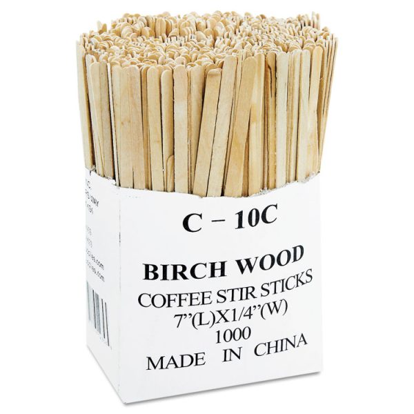 Renewable Wooden Stir Sticks, 7", 1,000/pack, 10 Packs/carton - Image 2