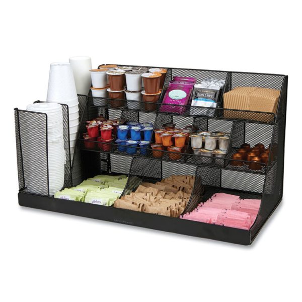 Network Collection 14-Compartment Coffee Cup and Condiment Countertop Organizer, 11.61 x 23.9 x 12.76, Black - Image 2