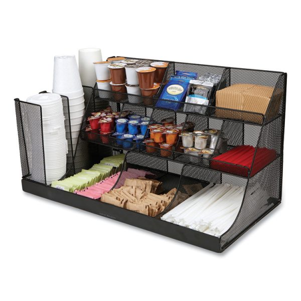 Network Collection 14-Compartment Coffee Cup and Condiment Countertop Organizer, 11.61 x 23.9 x 12.76, Black - Image 3