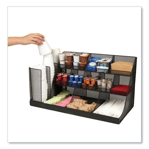 Network Collection 14-Compartment Coffee Cup and Condiment Countertop Organizer, 11.61 x 23.9 x 12.76, Black - Image 4