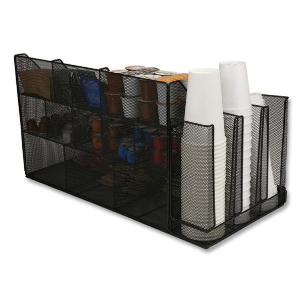 Network Collection 14-Compartment Coffee Cup and Condiment Countertop Organizer, 11.61 x 23.9 x 12.76, Black - Image 5