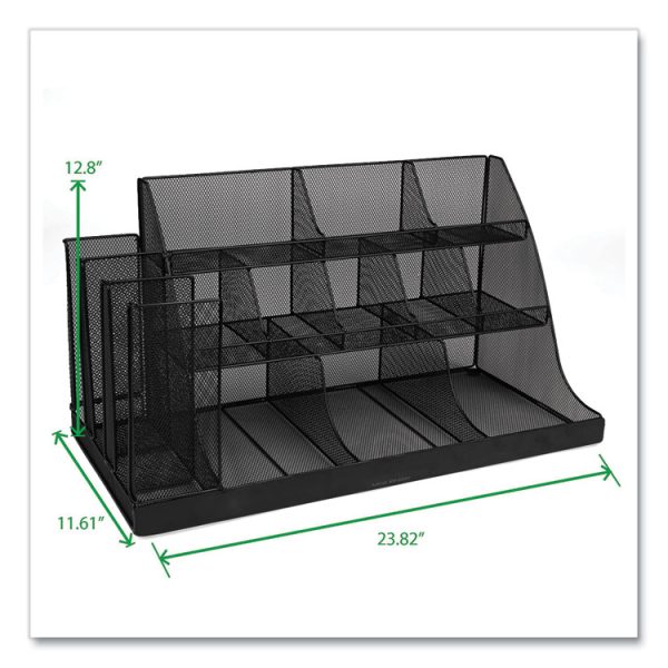 Network Collection 14-Compartment Coffee Cup and Condiment Countertop Organizer, 11.61 x 23.9 x 12.76, Black - Image 6