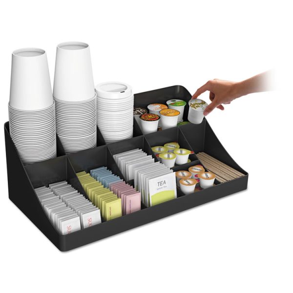 11-Compartment Coffee Condiment Organizer, 18.25 x 6.63 x 9.78, Black - Image 3