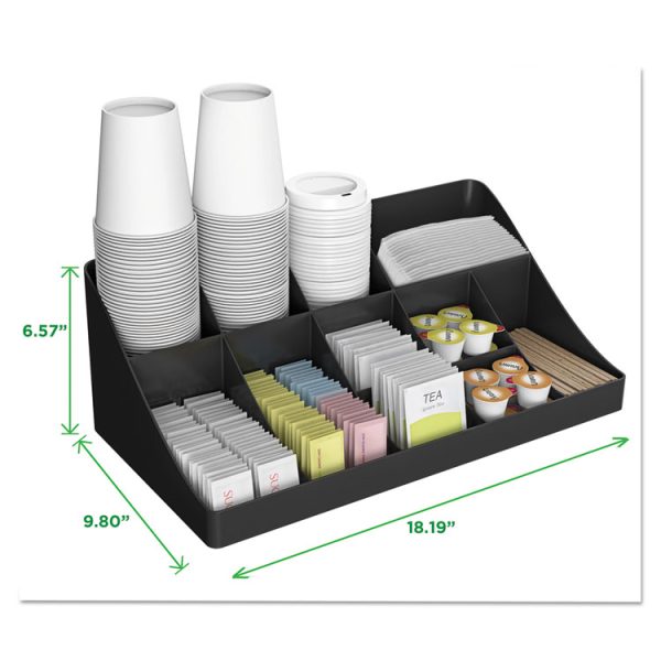 11-Compartment Coffee Condiment Organizer, 18.25 x 6.63 x 9.78, Black - Image 2