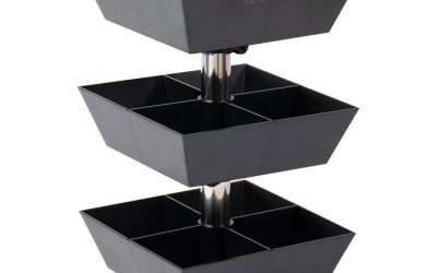 Anchor Collection 3-Tier 12-Compartment Tea and Condiment Carousel Countertop Organizer, 6.75 x 6.75 x 11.5, Black