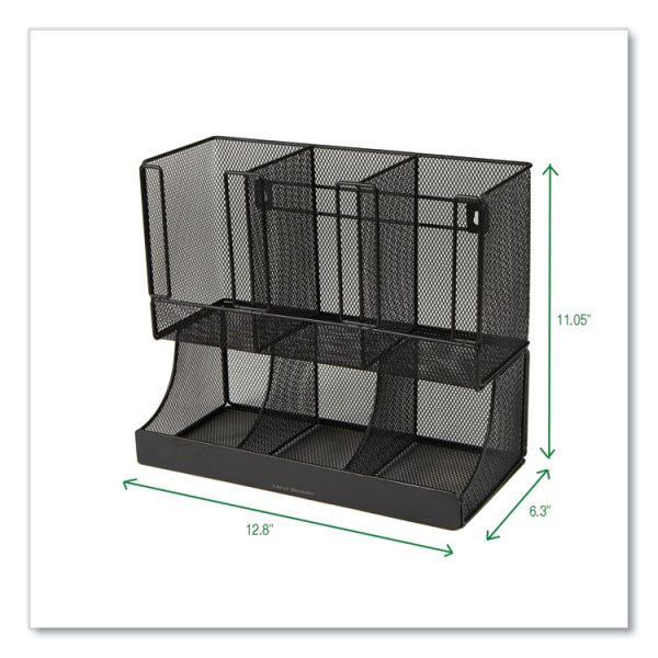 Network Collection 2-Tier 6-Compartment Coffee Cup and Condiment Countertop Organizer, 5 x 13 x 11.5, Black - Image 7