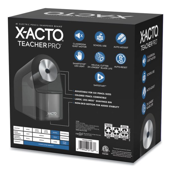 Model 1675 Teacherpro Classroom Electric Pencil Sharpener, Ac-Powered, 4 X 7.5 X 8, Black/silver/smoke - Image 2