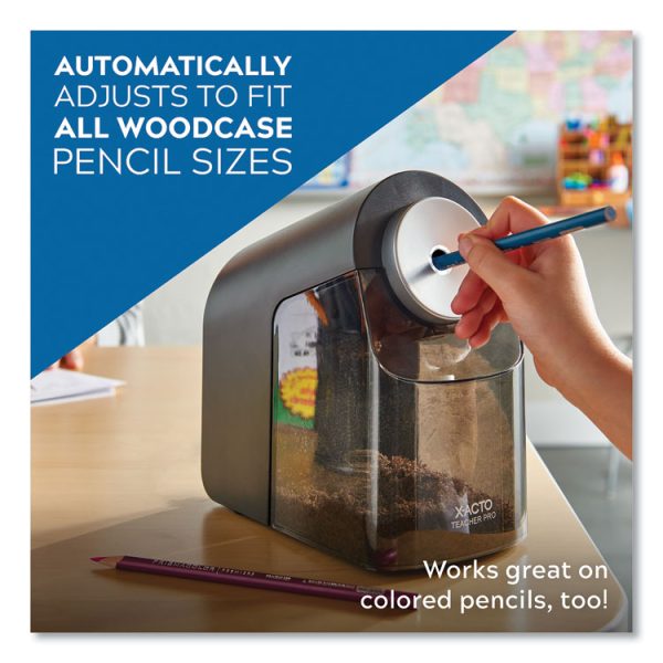 Model 1675 Teacherpro Classroom Electric Pencil Sharpener, Ac-Powered, 4 X 7.5 X 8, Black/silver/smoke - Image 5
