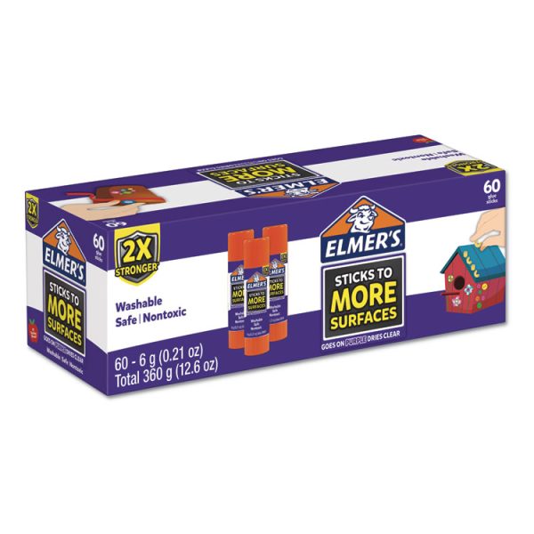 Extra-Strength School Glue Sticks, 0.21 Oz, Dries Clear, 60/pack