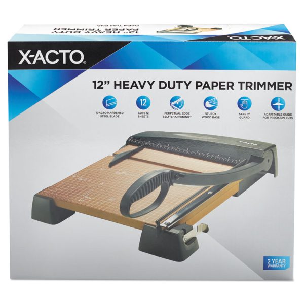 Heavy-Duty Wood Base Guillotine Trimmer, 12 Sheets, 12" Cut Length, 12 X 12 - Image 5