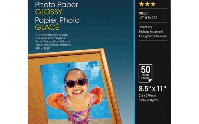 Glossy Photo Paper, 9.4 mil, 8.5 x 11, Glossy White, 100/Pack