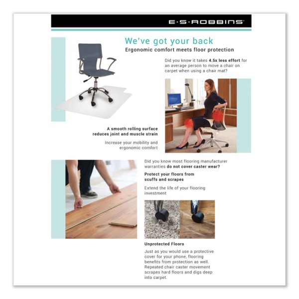 EverLife Chair Mats for Medium Pile Carpet, Contour,  66 x 60, Clear - Image 5