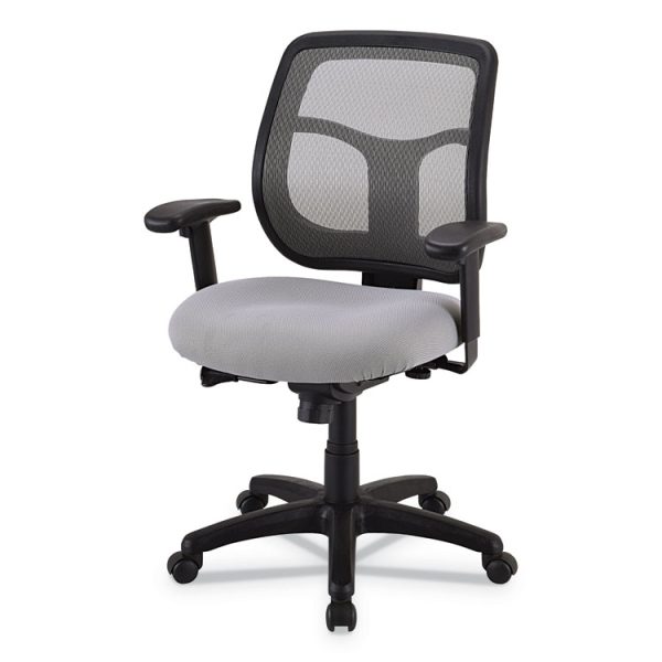 Apollo Mid-Back Mesh Chair, 18.1" To 21.7" Seat Height, Silver Seat, Silver Back, Black Base - Image 2