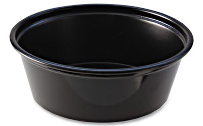 Portion Cups, 1.5 oz, Squat, Black, 250/Sleeve, 10 Sleeves/Carton