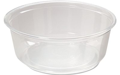 Microwavable Deli Containers, 8 oz, 4.6 Diameter x 1.8 h, Clear, Plastic, 500/Carton