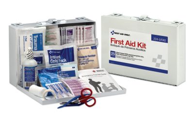 First Aid Kit For 25 People, 104 Pieces, Osha Compliant, Metal Case