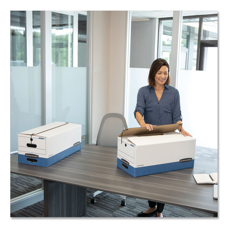 Liberty Heavy-Duty Strength Storage Boxes, Legal Files, 15.25" X 24.13" X 10.75", White/blue, 12/carton - Image 4
