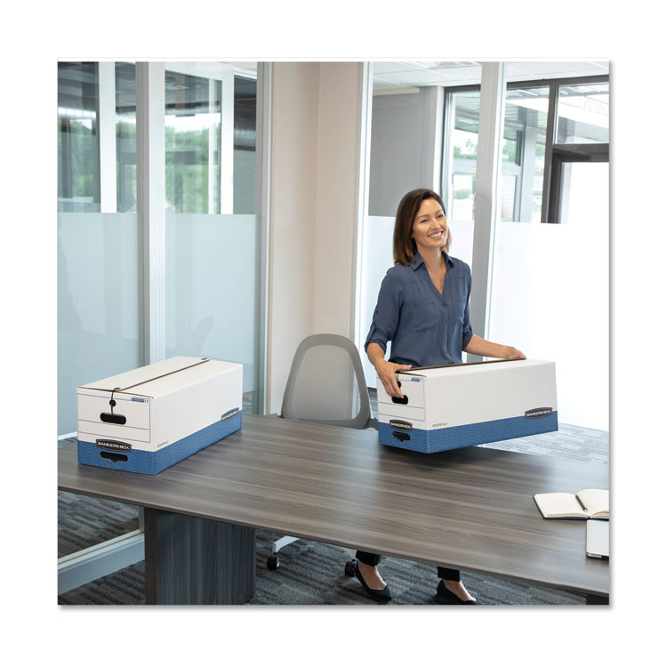 Liberty Heavy-Duty Strength Storage Boxes, Legal Files, 15.25" X 24.13" X 10.75", White/blue, 12/carton - Image 6